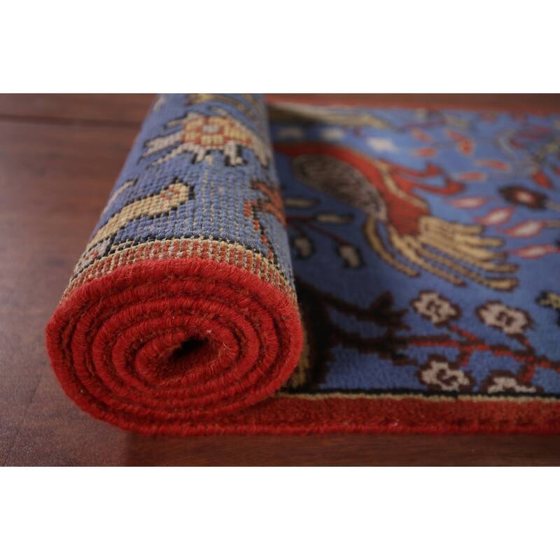 Animals Blue Design Ziegler Indian Runner Rug Handmade Wool Carpet - 2'6"x 7'11"