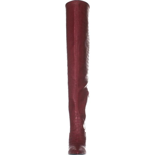 dark red over the knee boots