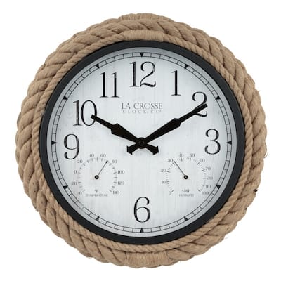 La Crosse Clock 14" Rowan In/Outdoor Rope Quartz Wall Clock