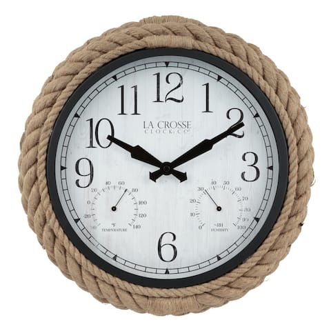 La Crosse Clock 14" Rowan In/Outdoor Rope Quartz Wall Clock