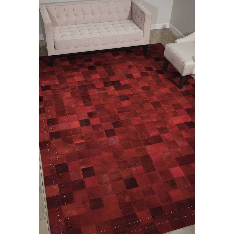 Nourison Vivid Textured Over-dyed Hair on Hide Modern Patchwork Area Rug