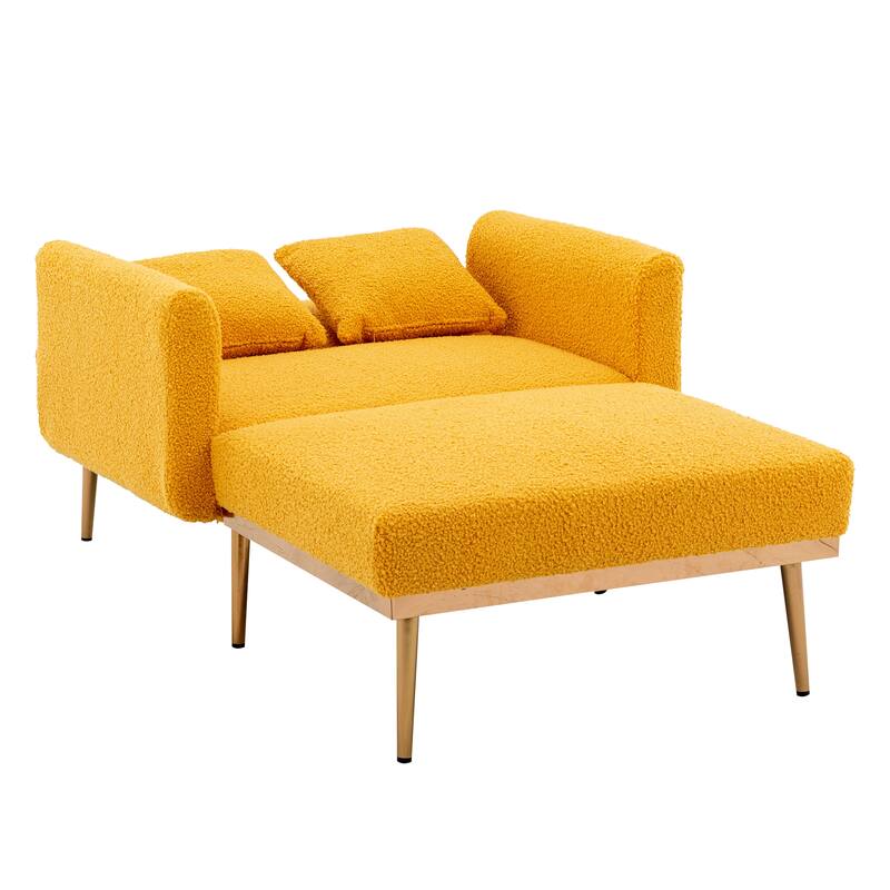 Living Room Yellow Chaise Lounge Modern Recliner Chair Felt Accent Sofa