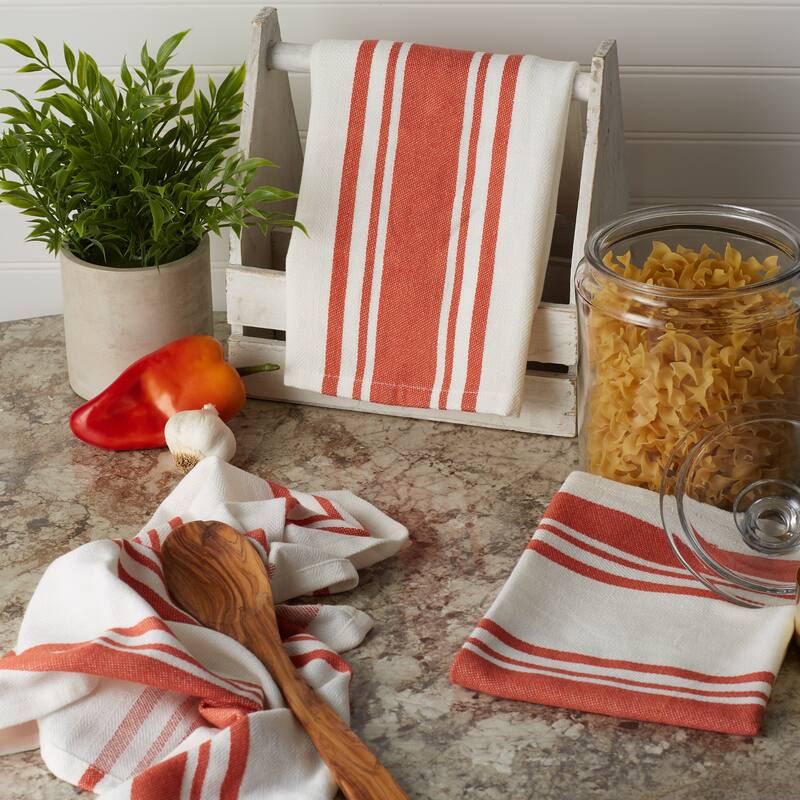 DII Vintage Red Chef Stripe Dishtowel (Set of 3)