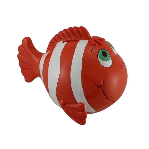 Orange and White Funny Clown Fish Coin Bank - 8 X 10.5 X 8 inches