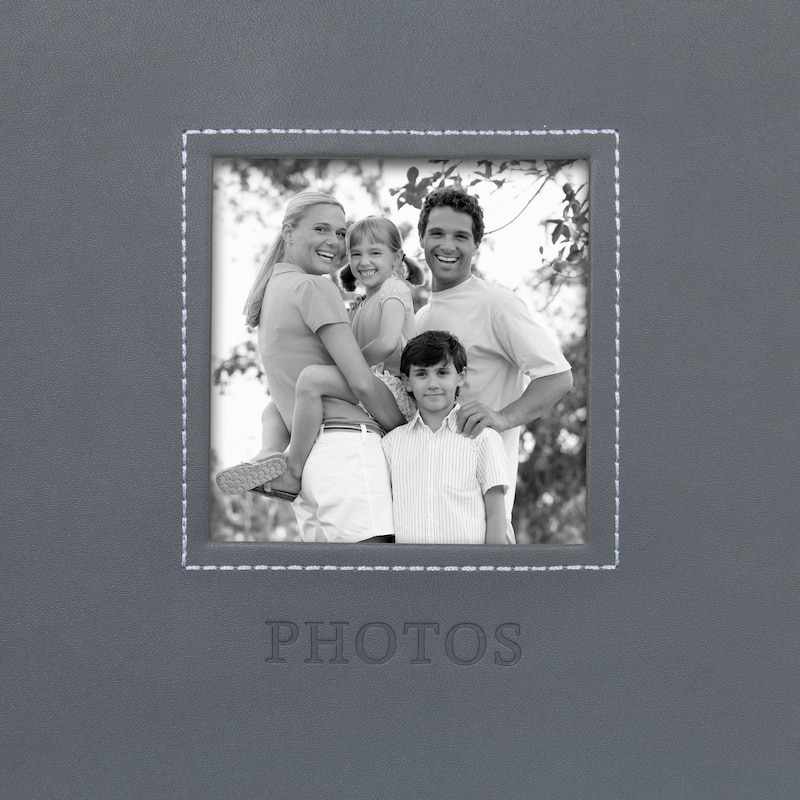 DesignOvation Debossed Black Faux Leather Photo Album (Pack of 4)