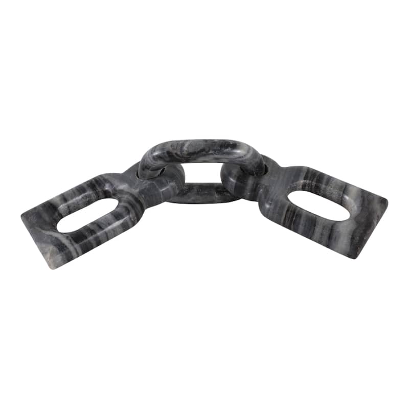 Marble Decorative Object Carved Chain Sculpture Home Decor - 16", Gray - 16.0"