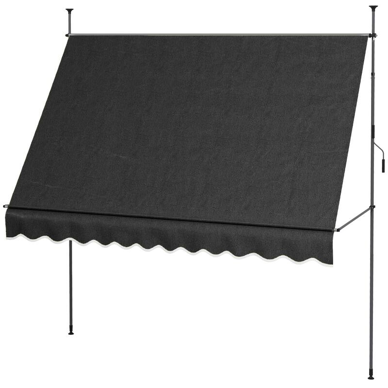 Manual Retractable Patio Awning with Adjustable Stand, UV Resistant Fabric, for Sun Shade Shelter, Black