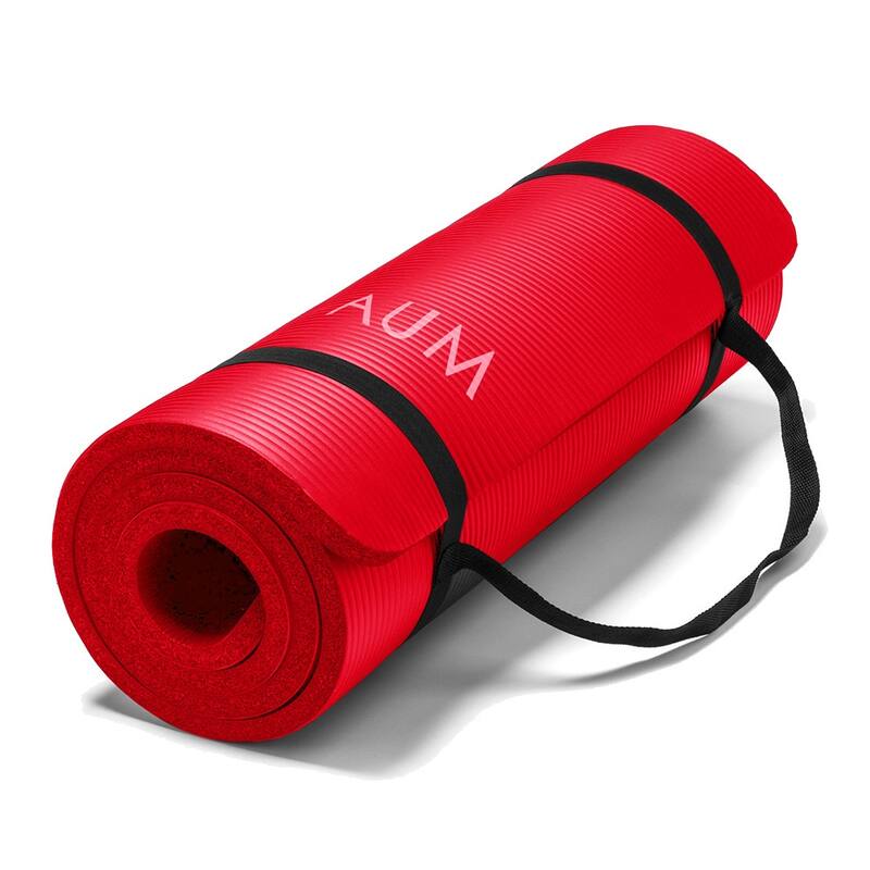 AUM High Density HD Foam Tech Yoga Exercise Mat - 72" x 24" x 1/2" - Red
