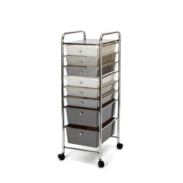Seville Classics 8-Drawer Storage Bin Organizer Cart, White/Gray/Black Gradient. Opens flyout.