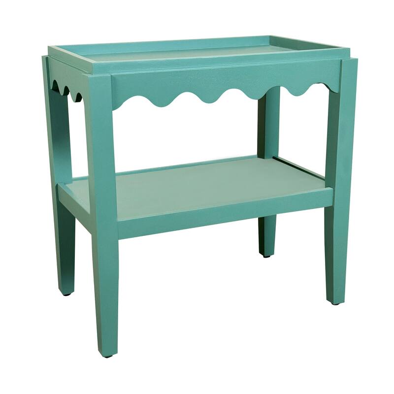 Carolina Chair & Table Rectangular Side Table, Mango Wood, Decorative Scallop Edge, 17L x 28W x 28H inches