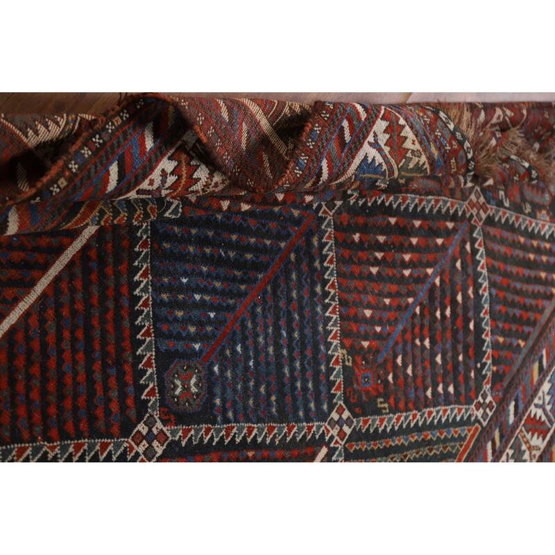 Pre-1900 Antique Qashqai Persian Area Rug Handmade Wool Carpet - 5'4"x 9'5"