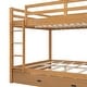 preview thumbnail 12 of 24, Queen Over Queen Size Bunk Bed with Trundle, Ladder and Guardrail, Wooden Bunk Bedframe with Wood Slats Support for Kids