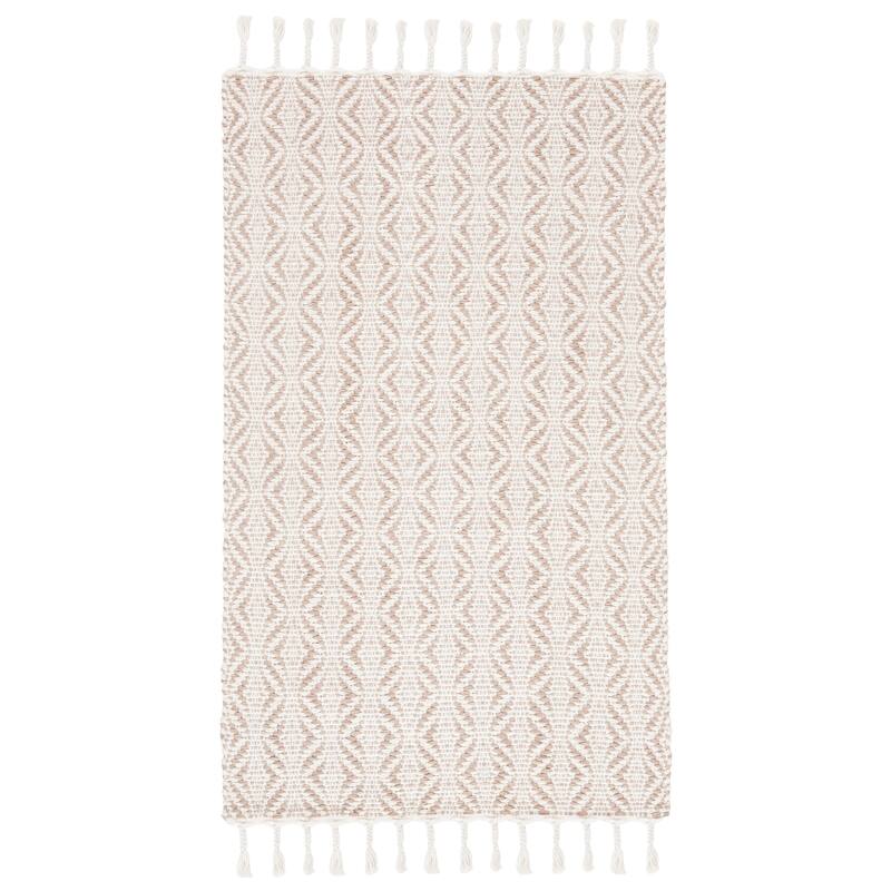 SAFAVIEH Handmade Natura Sejla Transitional Geometric Beige Wool Rug