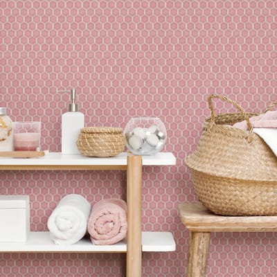 Merola Tile Tribeca 1" Hex Glossy Blush 10-1/4" x 11-7/8" Porcelain Floor and Wall Tile