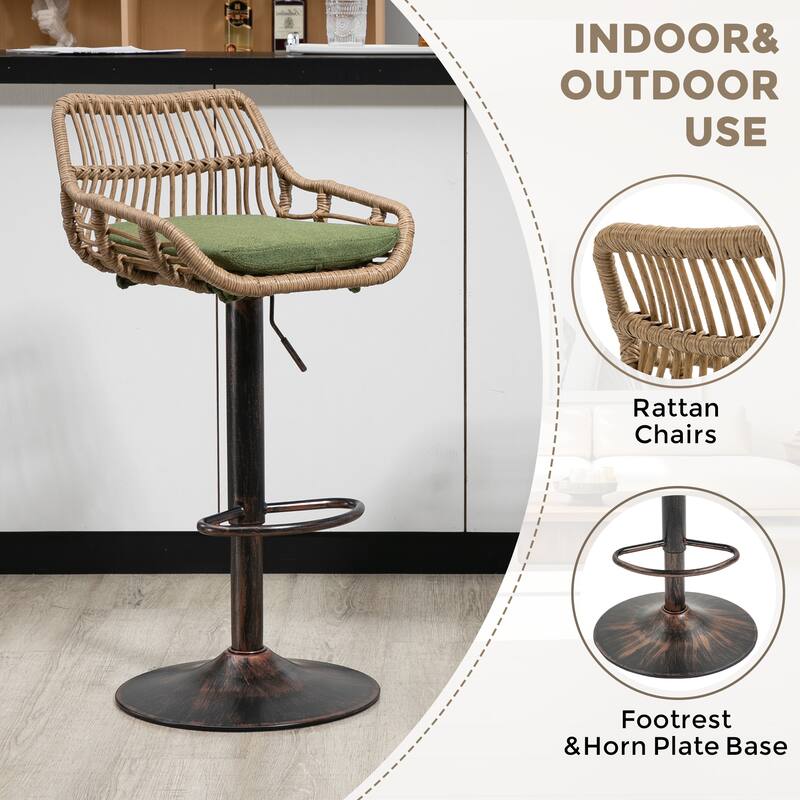 Modern Swivel Bar Stools Set Of 2 Adjustable Counter Height Chairs With Footrest For Kitchen