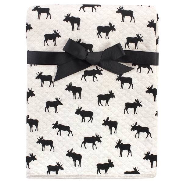 slide 1 of 1, Hudson Baby Infant Boy Quilted Multi-Purpose Swaddle, Receiving, Stroller Blanket, Moose 1-Pack, One Size