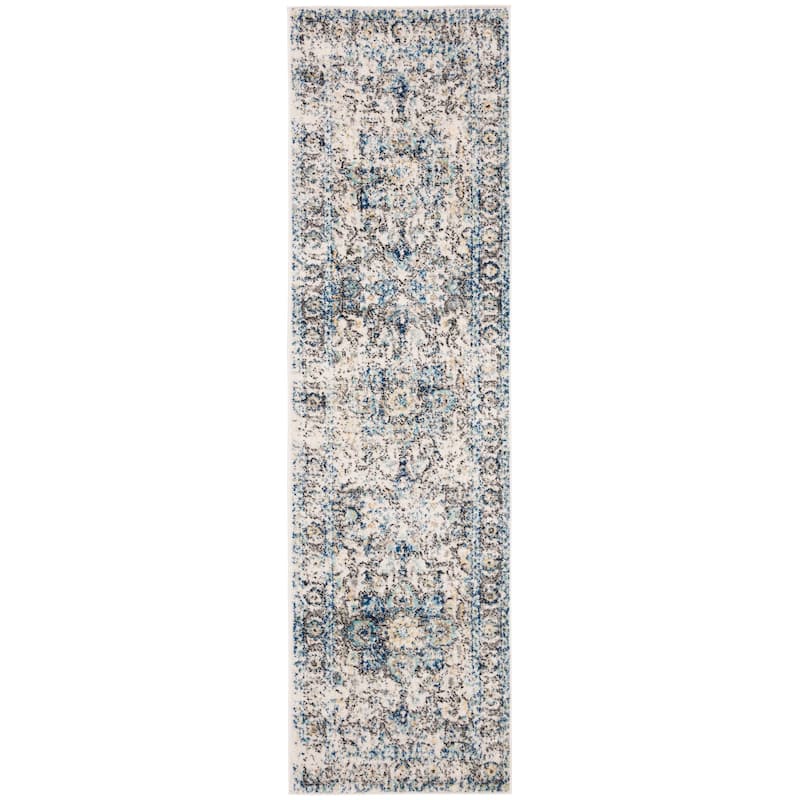 SAFAVIEH Madison Snowflake Medallion Rustic Farmhouse Distressed Rug - 2'3" x 10' Runner - Turquoise/Ivory - Runner