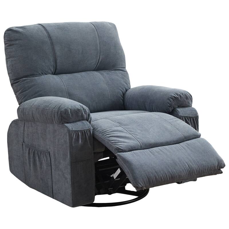 360° Linen Swivel Rocker Recliner with Side Pockets