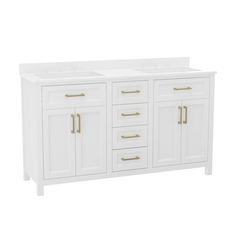 James Allan FFIR37577 60" Free Standing Double Basin Vanity Set with