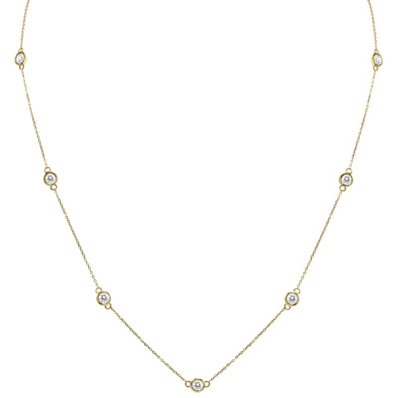 Marquee 2 Carat TW Bezel Set Diamond Station Necklace in 14K Yellow Gold