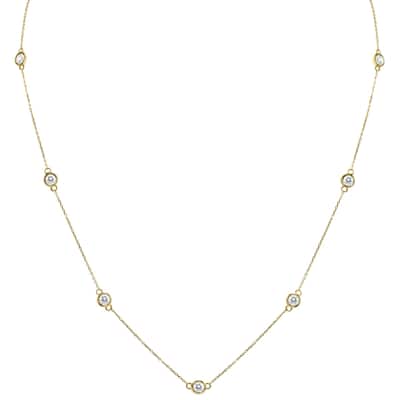 Marquee 2 Carat TW Bezel Set Diamond Station Necklace in 14K Yellow Gold