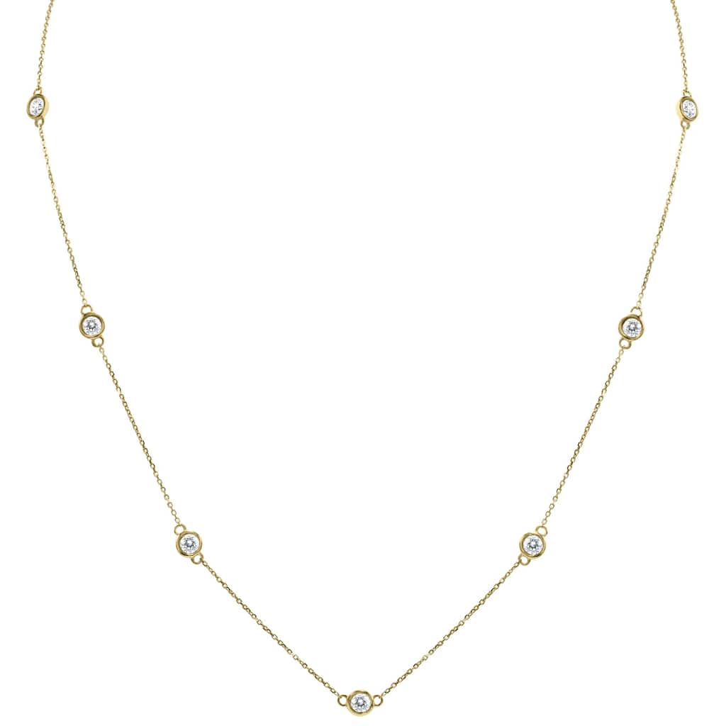 Marquee 2 Carat TW Bezel Set Diamond Station Necklace in 14K Yellow Gold