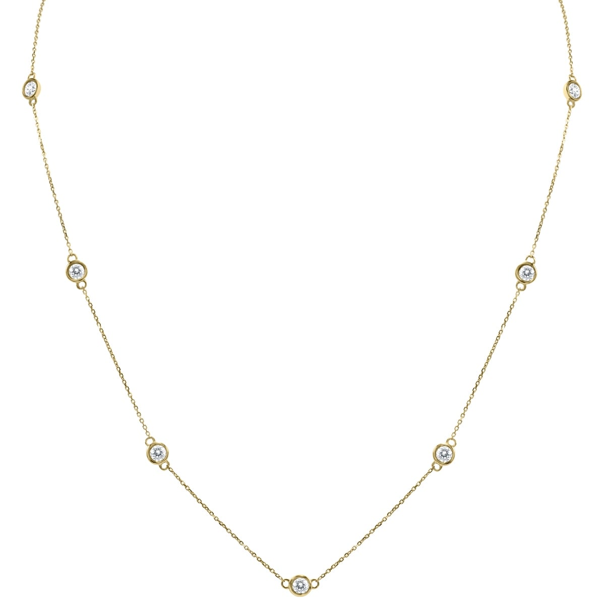 Marquee 2 Carat TW Bezel Set Diamond Station Necklace in 14K Yellow Gold