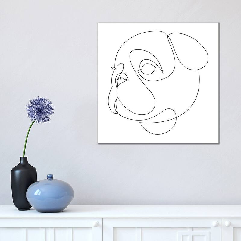 iCanvas "One Line Pug" by Addillum Canvas Print - 18x18x1.5