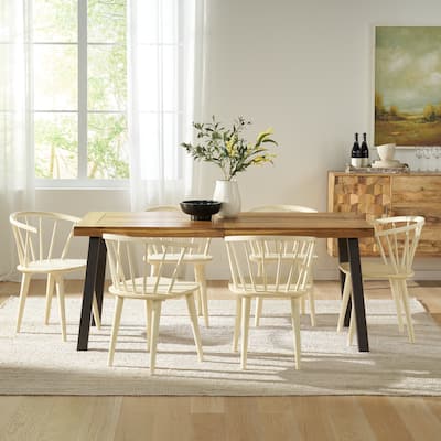 Lempster Wood and Iron 7 Piece Dining Set by Christopher Knight Home