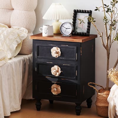 Vintage Nightstand with 3 Drawers