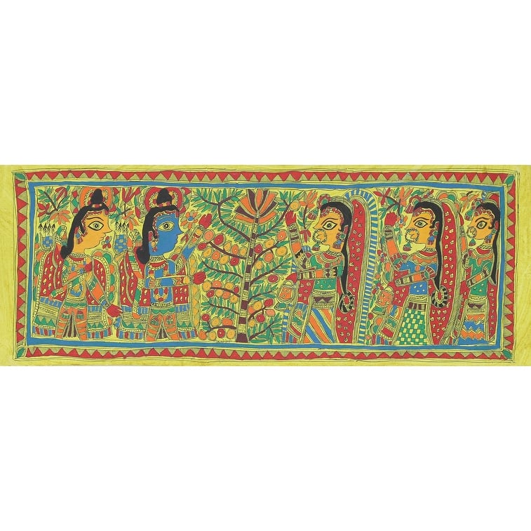 Novica Handmade Krishna And The Tree Of Life Madhubani Painting