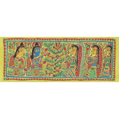 Novica Handmade Krishna And The Tree Of Life Madhubani Painting