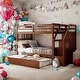 preview thumbnail 2 of 49, Twin Over Twin Bunk Bed With Twin Trundle and 3 Storage Stairs for Kids