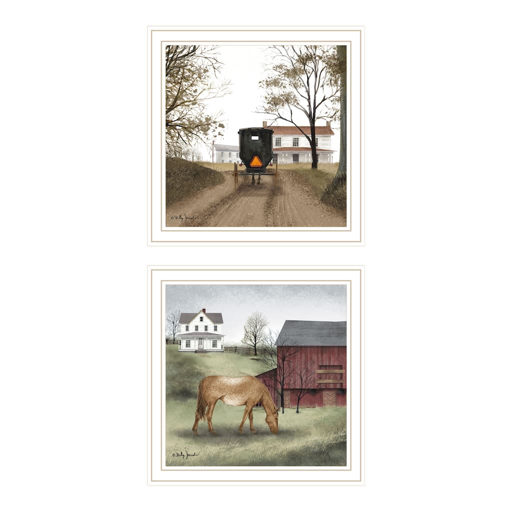 2-Piece Framed Wall Art Set - The Old Mare & Heading' Home, White Frame