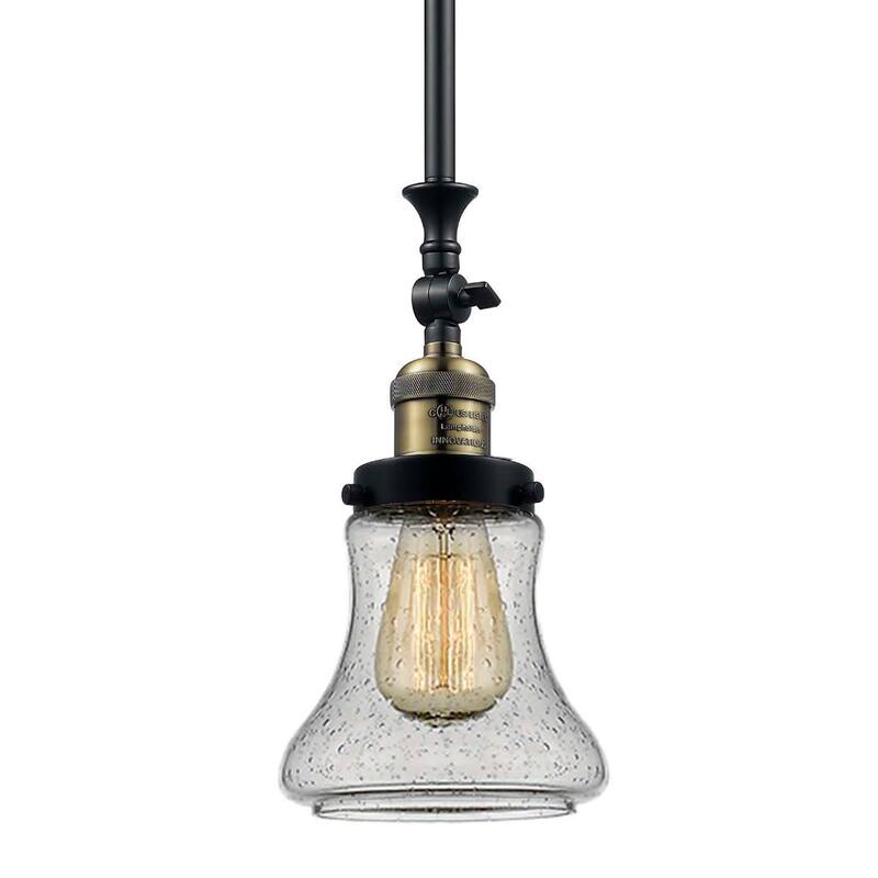 Innovations Lighting Bellmont 7" Wide Mini Pendant - Black / Antique Brass / Seedy