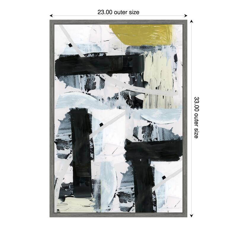 Black and White and Gold Abstract No. 1 by Cartissi (23 x 33 in.), Framed Canvas Wall Art Print