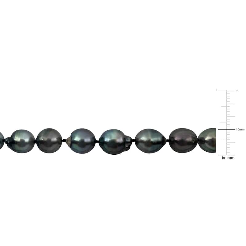 Miadora 8-10mm Black Cultured Tahitian Pearl String Necklace Sterling Silver Clasp - 18 in
