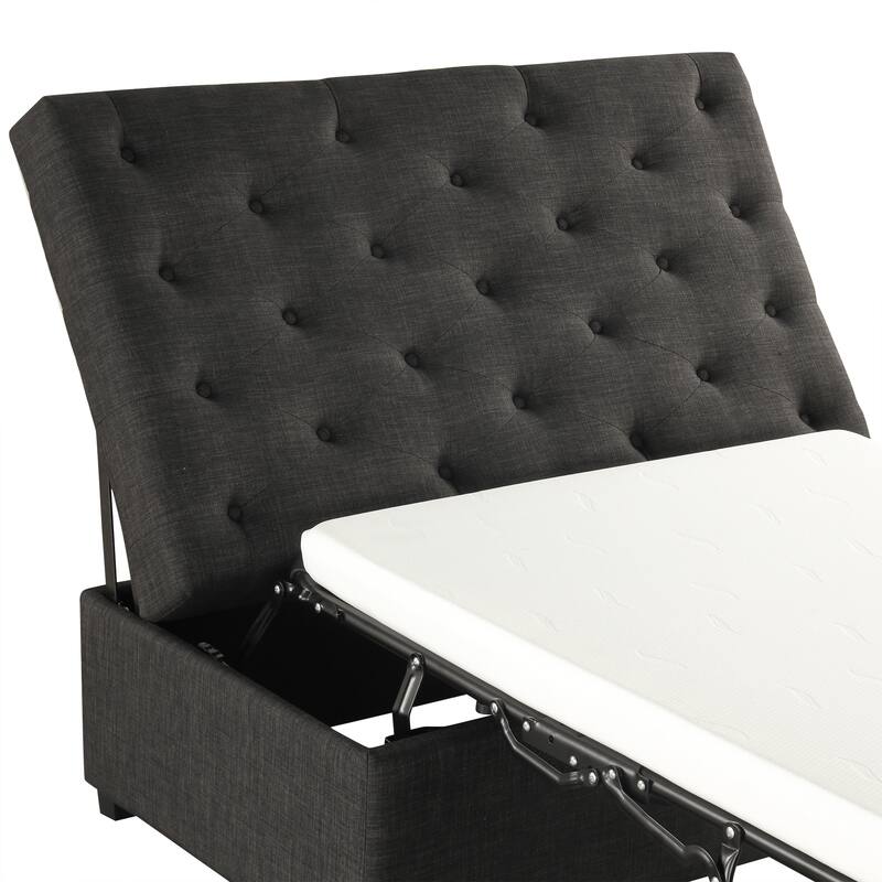 Roomfitters 49.6" Folding Ottoman Sleeper Sofa with Memory Foam Mattress and Tufted Design