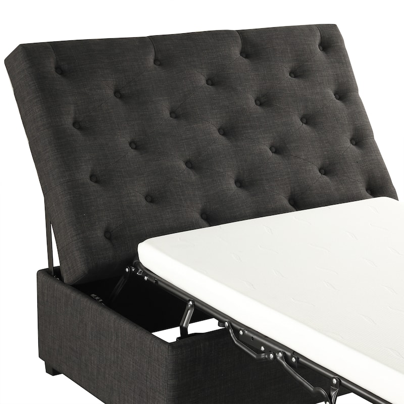 Tufted Sleeper Couch Settee, Ottoman with Folding Sofa Bed, Convertible Ottoman Sleeper with Memory Mattress