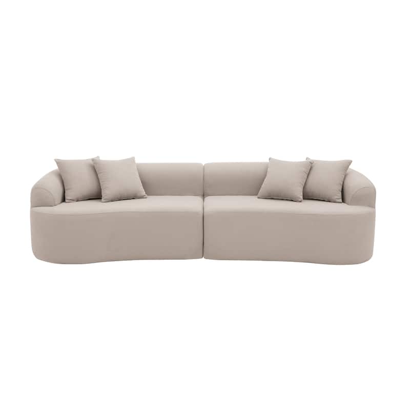 Lamb Wool Fabric Curved Sectional Sofa Modular Compressed Couch