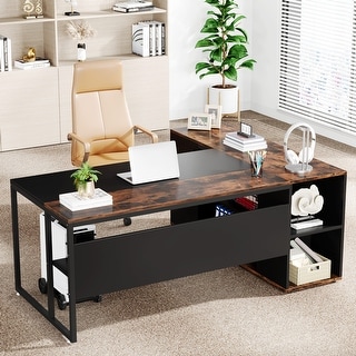71 inch L Shaped Executive Desk with Cabinet - Bed Bath & Beyond - 36905360