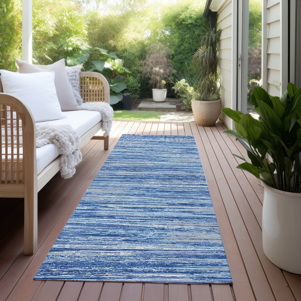 Machine Washable Indoor/ Outdoor Chantille Abstract Stripe Rug