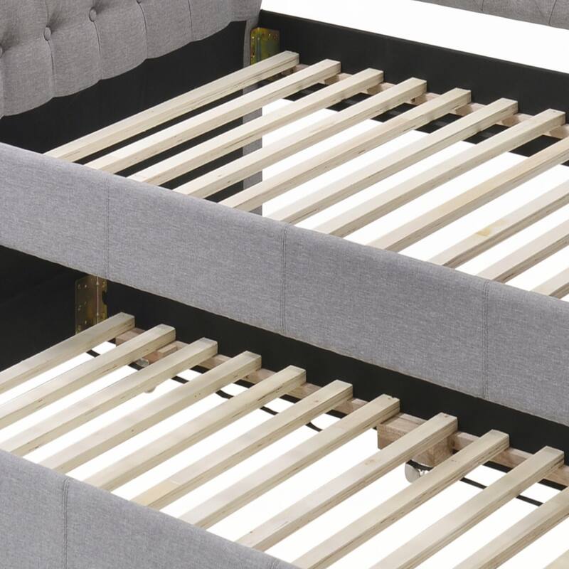 Smoke Gray Fabric Daybed with Trundle (Twin)