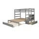 preview thumbnail 15 of 16, Twin Over Twin/King Size Extendable Bunk Bed with Trundle and Storage Stairs