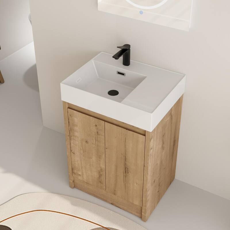 ARTCHIRLY 24/30 Inch Bathroom Vanity with Sink, Freestanding Bathroom Vanity with Soft Close Door and Adjustable Shelf
