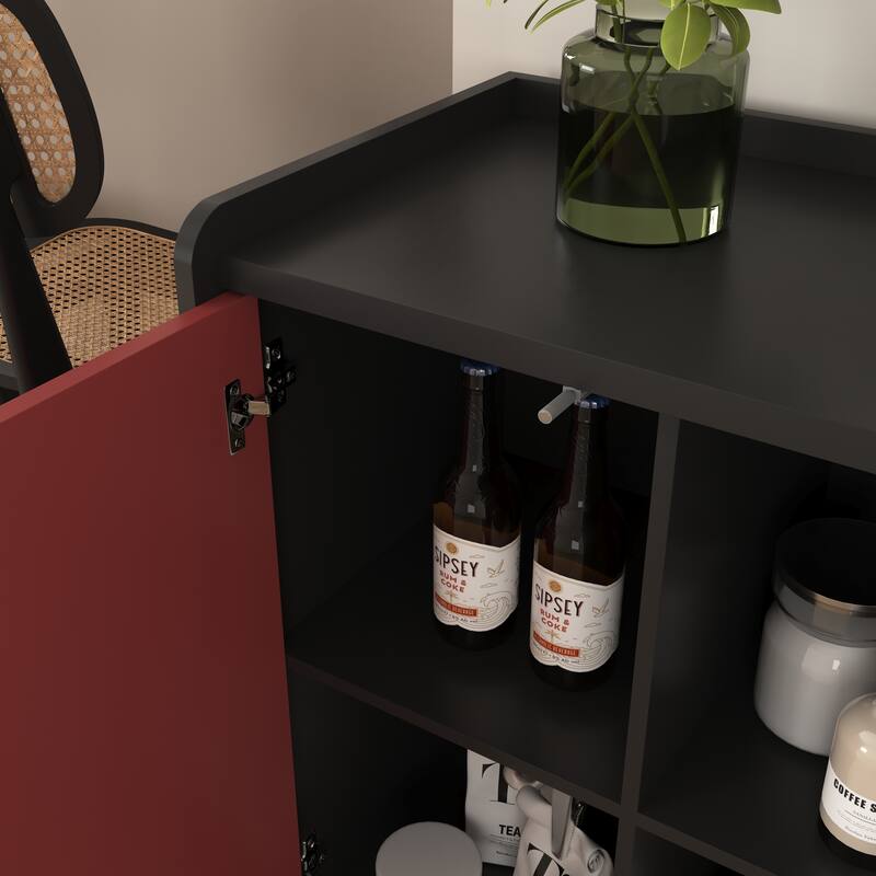 Modern Sideboard Buffet Cabinet with 2 Drawers and 2 Open Storage Compartment