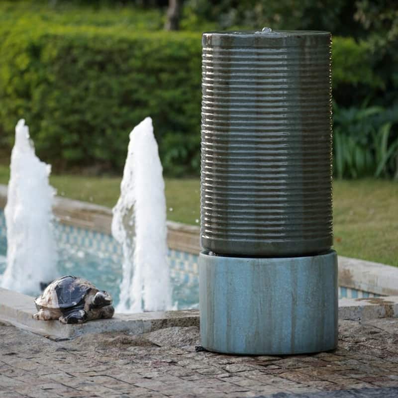 GDFStudio - Max Outdoor Cement Tower Water Fountain - Green