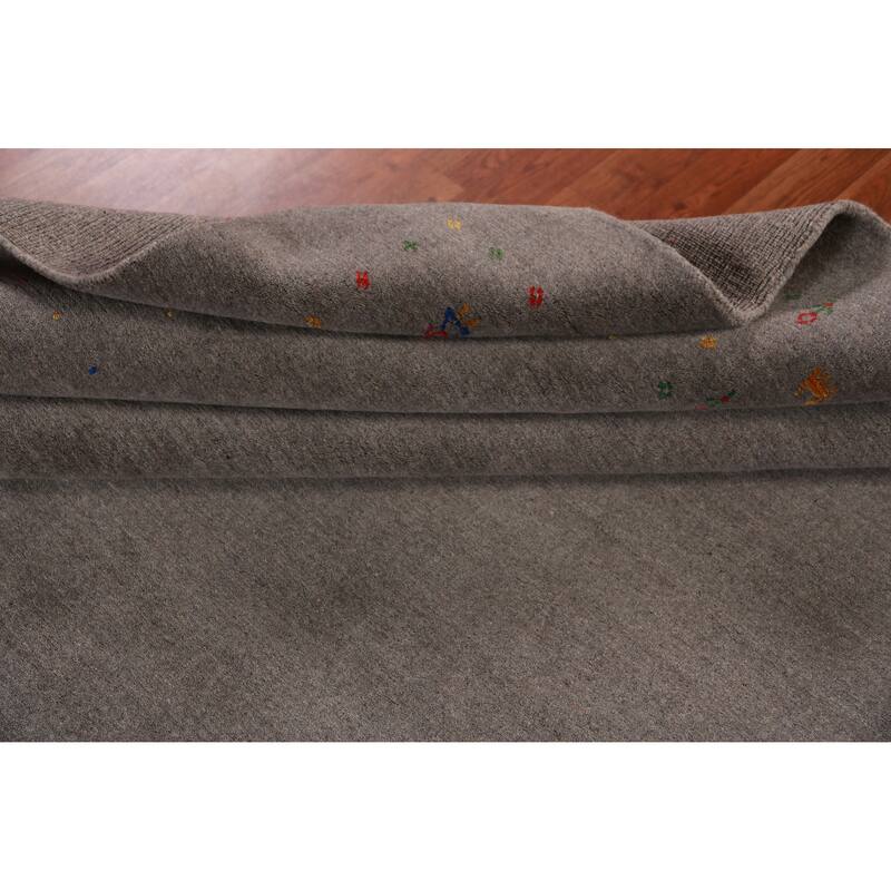 Tribal Gabbeh Indian Area Rug Handmade Oriental Wool Carpet - 8'2" x 9'10"