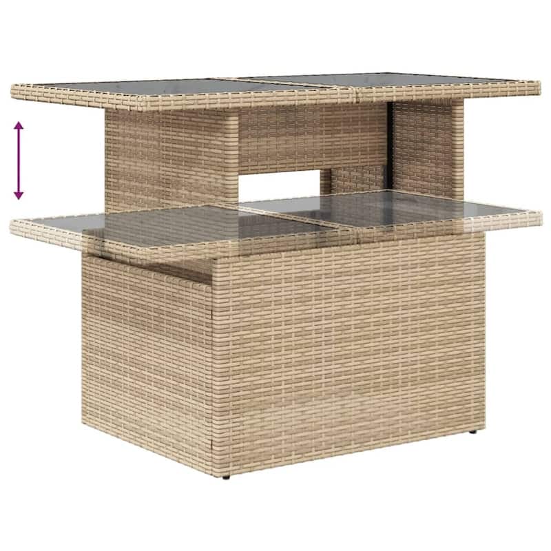 vidaXL Patio Table Rectangular Backyard Garden Poly Rattan and Acacia Wood - 39.4 x 21.7 x 28.7 in