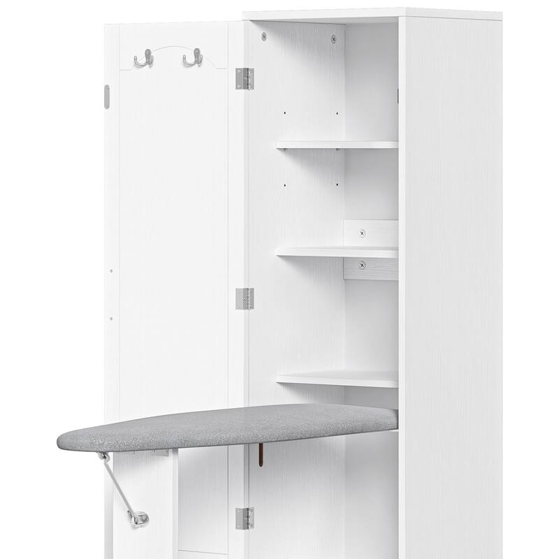 Moasis In-Wall Ironing Board Cabinet with Foldable Board and Adjustable Shelves for Space Saving Storage